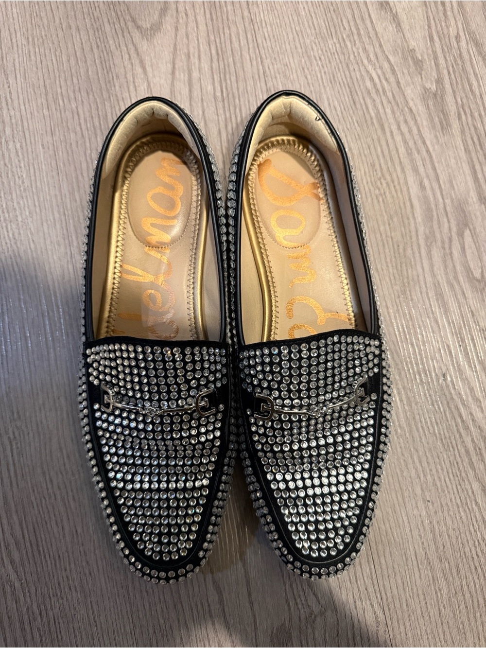 Sam Edelman Black Rhinestone-Embellished Loafers